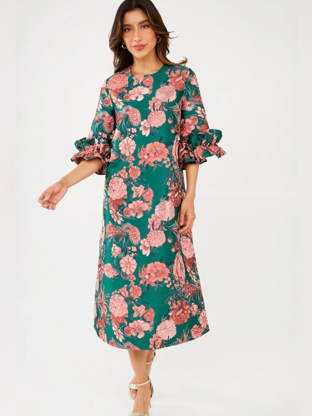 Abbey Glass Bronwyn Forest Mum Jacquard Dress
